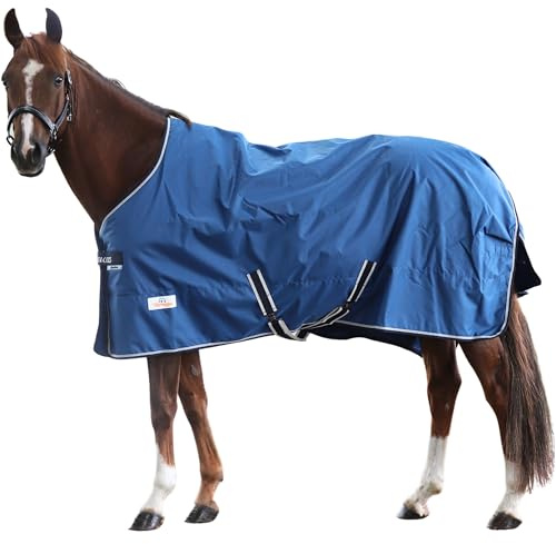 Marengos by Bucas - Weidedecke Freedom Turnout 600D – Regendecke & Übergangsdecke – wasserdichte Pferdedecke mit Innenfutter & Kreuzbegurtung – Navy/Beige – 125cm (ohne Füllung)