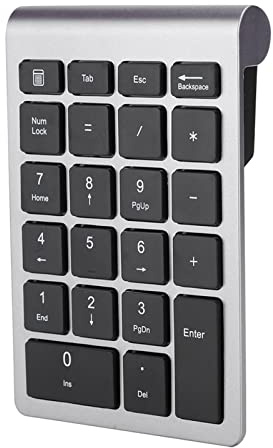 SIXRUN Keypad Numérico 22 Teclas Mini Teclado Inalámbrico con Receptor, Duración de la Batería Larga para 7/8/10, Ideal para Profesionales Financieros (Hierro Gris)