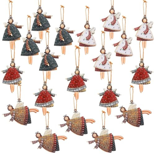 DOKRIN Colgantes de navidad,20 Adornos Navideños de Ángeles Bailarines, Colgantes de Ángeles Voladores, Decoraciones para el Árbol de Navidad