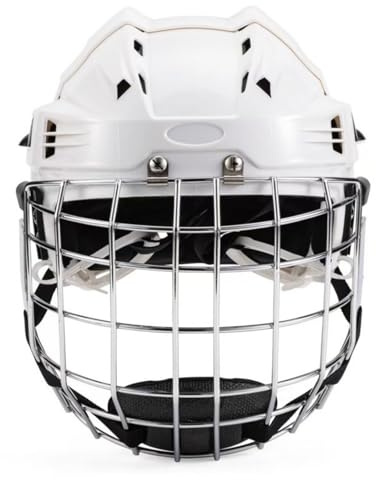 Xgdsnly Ice Hockey Helmet with Facemask, White Head Circumference 52-58CM