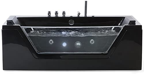 Bañera de hidromasaje negra plata con LED de acrílico sanitario y vidrio individual 174 x 79 cm Samana