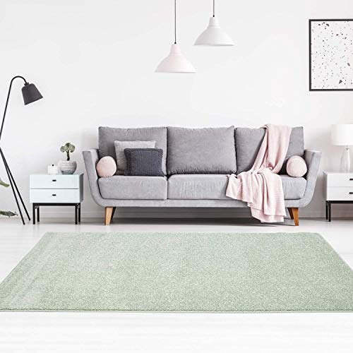 Teppich Einfarbig Grün - 160x225 cm - Moderne Flachflor Teppiche Wohnzimmer Jugendzimmer Kinderzimmer