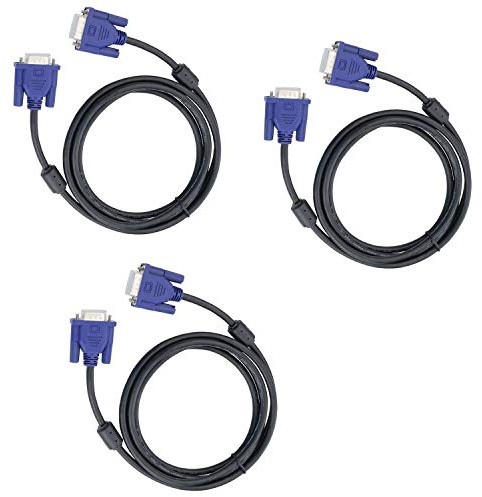 DaFuRui 3Pack VGA to VGA Cables，10Ft HD15 Male to Male Cable for TV Computer Monitor Cable with Blue Connector