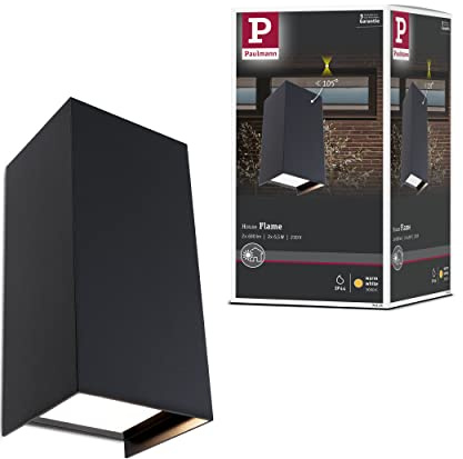 Paulmann 94325 LED Außenleuchte Außenwandleuchte Flame 2er Set IP44 eckig incl. 2x5,8 Watt Anthrazit Aluminium 3000 K