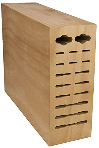 Porta Cuchillos, Bloque de Cuchillos con 17 Orificios, Madera de Haya Natural, Vacío