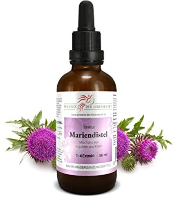 Mariendistel Tinktur 50ml | Silybum marianum Tropfen (1:4 Extrakt) | Premium Qualität aus Österreich | Veganes Nahrungsergänzungsmittel | Carduus marianus, Scotch Thistle, Marienkrone