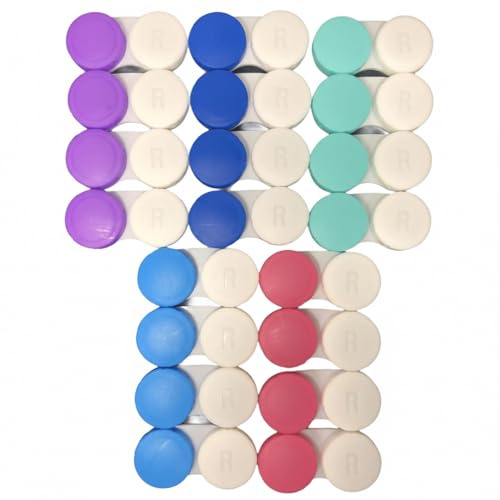 SUUM co. Portalentillas para Lentes de Contacto Individuales de 5 Colores Distintos - Estuche para Lentillas Compacto y Ligero de Colores - Lentillero Higiénico y Reutilizable - Caja Porta Lentes