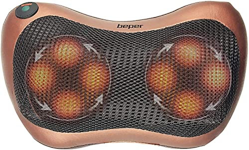 Cuscino Massaggiante, Adattatore per Auto Incluso, 4 Nodi Massaggianti, Rotazione Oraria e Antioraria Alternata, Pulsante ON/OFF, Favorisce la Circolazione e il Rilassamento Muscolare