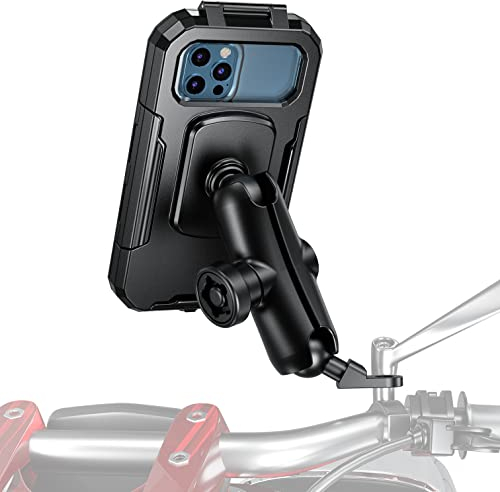 Wasserdicht IP67 Motorrad 1 Ball Phone Mount-iMESTOU Fahrrad Mobilhalterung mit Anti Diebstahl Doppelsockel Arme &Aluminium Ball Base Universell Passend zu Rückspiegel für 3,5 -6,1 Handys (Größe S)