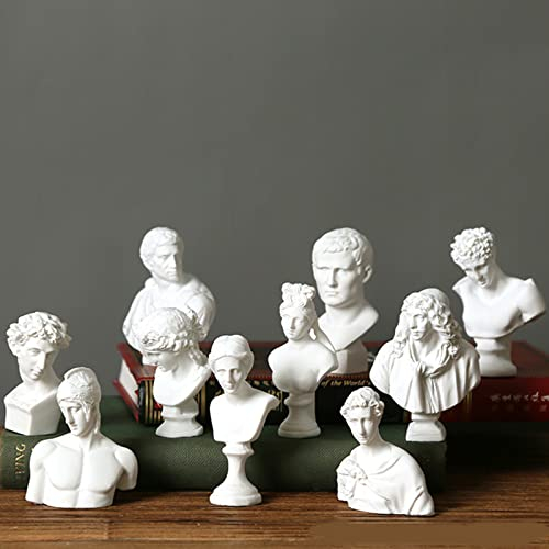 YiYFiT 10Pcs Mini 2.7 célèbres Statues Buste Grec,Réplique Résine Sculpture Figurines Petite Tête Statue Plâtre Garçons Portraits Artisanat pour Décor Maison Bureau,Artiste Esquisse Dessin Peinture
