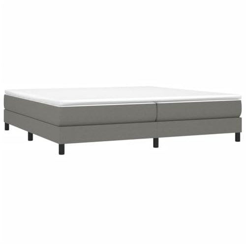 vidaXL Estructura de Cama con Somier, Somier de Matrimonio de Listones, Base de Cama Tapizada, Mueble para Dormitorio Hogar, Tela Gris Oscuro 200x200 cm