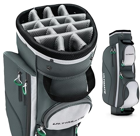 GOPLUS Sac de Golf trépied, Sac de Chariot de Golf léger avec 14 Compartiments séparés au Dessus, 7 Poches zippées, Poche pour Objets de Valeur, Sac Isotherme pour Boissons, bandoulière