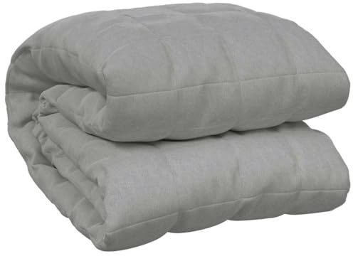 vidaXL Manta con Peso Tela Gris 200x200 cm 9 kg, Manta, Manta de edredón, Manta calmante, Ropa de Cama, Manta con Peso para la ansiedad