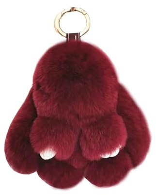 Doux Et Moelleux Lapin Porte - Clés Mignon En Peluche Lapin Porte - Cclés En Peluche Lapin Porte - Clés En Fausse Fourrure Porte - Clés Pompon Porte - Clés Décoration (Vin (13 cm))