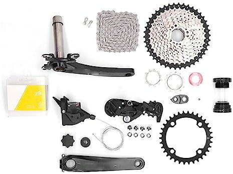 RiToEasysports Dérailleur Arrière de Vélo, Groupe 9 Vitesses 42T Kit de Changement de Vitesse de Vélo avec Volant D'inertie Jeu de Chaîne de Dérailleur Arrière (Plateau 34T