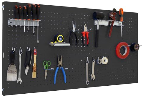 Simon Rack Verktygstavla vägg 900x600x35 mm, med 17 för verktygsförvaring i garage eller verkstad, Metall, Antracit – Simonwork