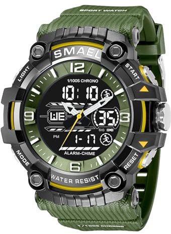 Digital Uhr Herren Sportlich Herrenuhren Digitaluhr Armbanduhr für Jungen Watches for Men Militär Tactical Watch Military Stoppuhr Sport Outdoor 5 ATM Wasserdicht Chronograph Wecker Sportuhr Männer