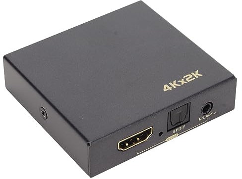 Lazmin112 Extracteur Audio HDMI, Sortie HDMI 4K 30 Hz vers Fibre Optique 5.1 et 3,5 Mm, Adaptateur Convertisseur Audio avec Cordon d'alimentation, Version 1.4, pour Amplificateurs (Prise UE)