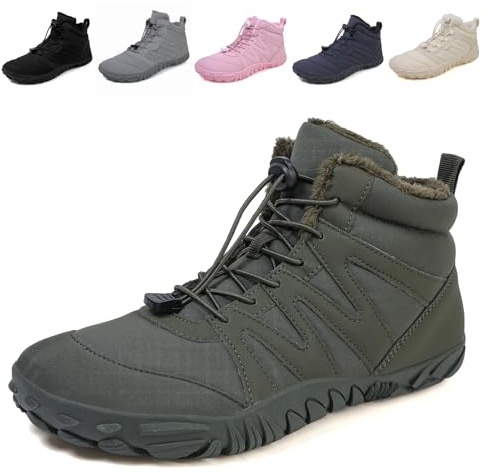 Fadezar Barefoot Boots Men Women Waterproof Snow Walking Boot Warm Fur Lining Barefoot Shoes Anti-slip Hiking Shoes