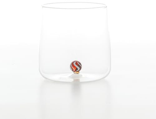Zafferano Bilia Candy Tumbler Juego de 4 vasos con una bola de colores en el interior, vasos de agua de 440 ml, 4 colores, aptos para lavavajillas, amarillo ámbar
