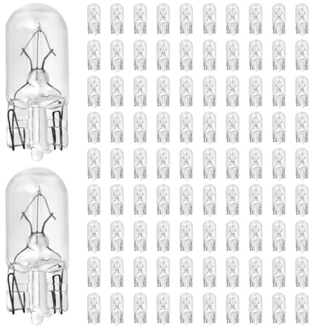 BTFO 100pz Lampadine 194, Trasparenti W5W Attacco a Cuneo da 1/4 12V 5W T10 2825 per Auto Ricambio per Indicatori di Direzione 147 152 158 159 161 184 192 193 259 280 285 447 464 501