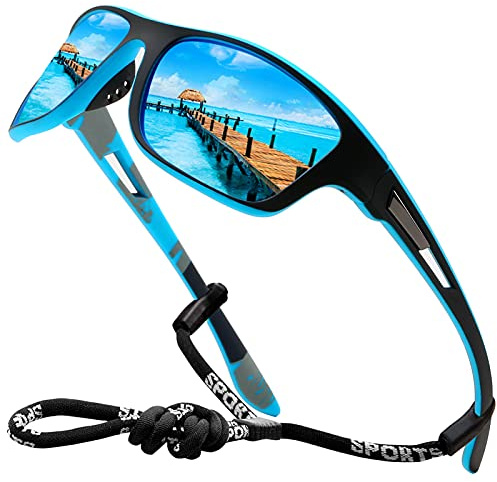Perfectmiaoxuan Occhiali da sole polarizzati per uomo donna ciclismo montagna trekking guida pesca arrampicata sportivi cordino Notturna Antiriflesso Guida