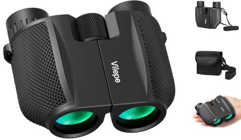 Vilepe 10x25 Kompakt Fernglas-Tragbares Minifernglas Schwaches Licht klares und faltbares Ideal für Outdoor-Aktivitäten wie Wandern und Tierbeobachtung für Erwachsene und Kinder
