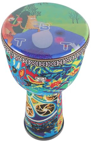 Milisten Tamburo Djembe Tradizionale in PVC Motivo Dipinto, Strumento Musicale per Percussioni, 8 Pollici, Adatto a Principianti