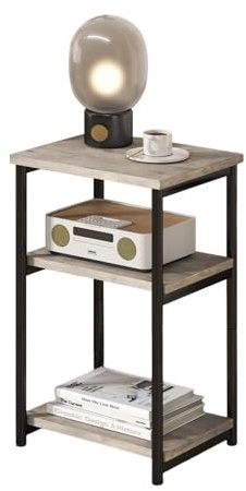 Crevyteg Table d'appoint, table de chevet, table de téléphone avec 3 étagères, petite table canapé, facile à monter, stable, structure en acier, style industriel, pour salon, chambre, bureau, 40 x 30