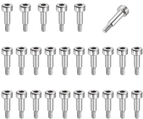 QUARKZMAN 26 Pcs Tornillos De Hombro De Acero Inoxidable 304 Diámetro Del Hombro 4mm Longitud Del Hombro 6mm Roscado M3x0.5 Tornillos De Hombro Con Cabeza Hexagonal