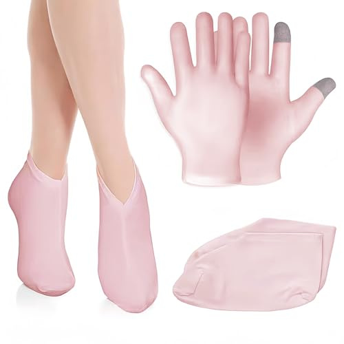 JOVYTH 1 par Guantes Hidratantes Durante La Noche, Guantes Algodón para Pantalla Táctil, Guantes rose Algodón Dermatológicos, Mascarilla Manos, Parafina Manos (Blanco)