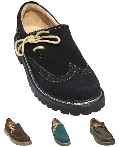 German Wear Haferlschuhe Trachtenschuhe Brogue Original-Handmachart 42 EU Schwarz