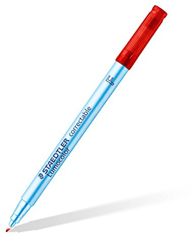 Staedtler Lumocolor correctable Folienstift F-Spitze, circa 0.6 mm, 10 Stück im Kartonetui, rot