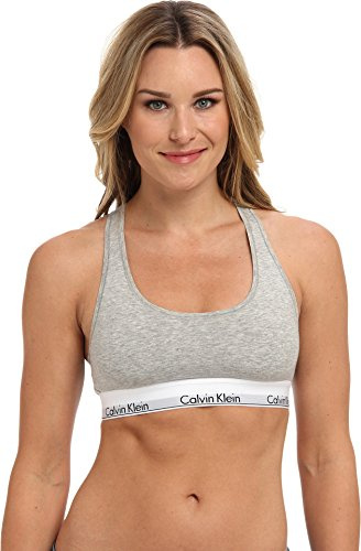 Calvin Klein Modern Cotton Unlined Wireless Bralette, Grey Heather, X-Small