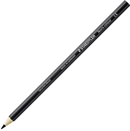 STAEDTLER Buntstifte Noris colour, schwarz, rutschfeste Soft-Oberfläche, hohe Bruchfestigkeit, Made from Upcycled Wood, intensive Farben, Sechskantformat, 12 schwarze Farbstifte, 185-9