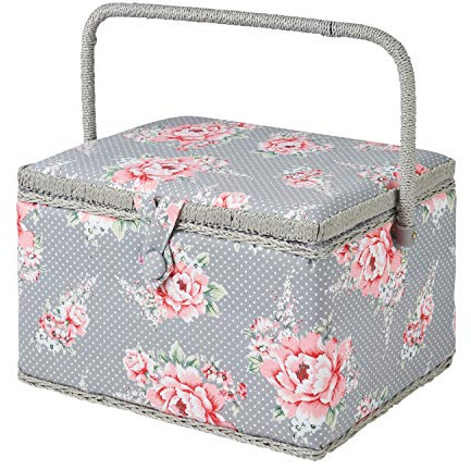 Hobbygift Groves Exclusive Print Collection Sewing Box, Cotton Blend, Beautiful Bloom, Large
