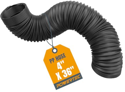 POWERTEC 4'' x 36 Dust Collection Hose, Flexible 4 Inch Dust Collector Hose for Table Saw, Drill Press, Woodworking and Wood Shop Dust Collection System (70128)