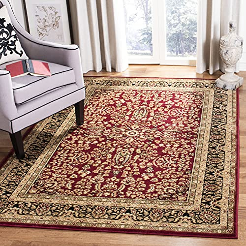 SAFAVIEH Lyndhurst Collection Area Rug - 10' x 14', Red & Black, Traditional Oriental Design, Non-Shedding & Easy Care, Ideal for High Traffic Areas in Living Room, Bedroom (LNH214A)