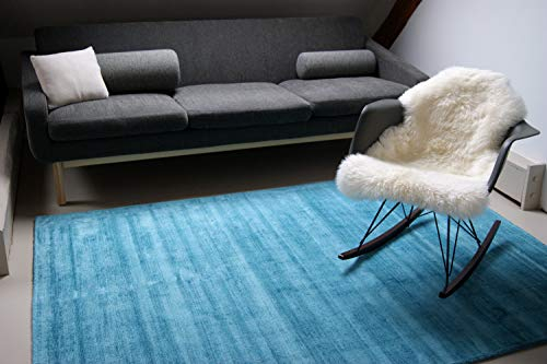 floor factory Moderner Teppich Lounge blau türkis 80x150cm - edler Designer Teppich im Vintage Look