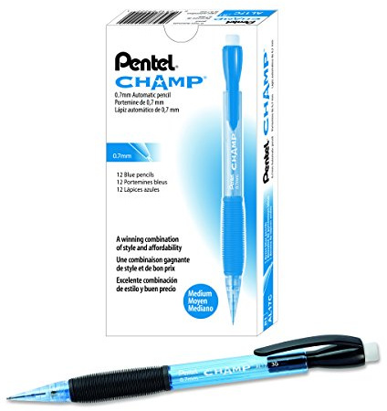 Champ Pentel Mechanical Pencil, 0.7 mm, Blue Barrel, Box of 12 (AL17C)
