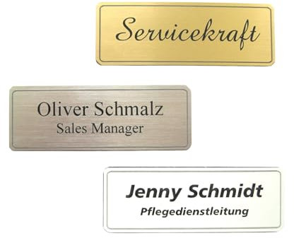 Schmalz Werbeservice Plast namnskylt inkl. Gravyr med magnet silverfärg, guldfärgad eller vitgraverade namnskyltar (vit)