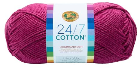 Lion Brand Yarn Company Cotton Yarn, 100 Percent Cotton, Rose,15.24x6.35x6.35 cm