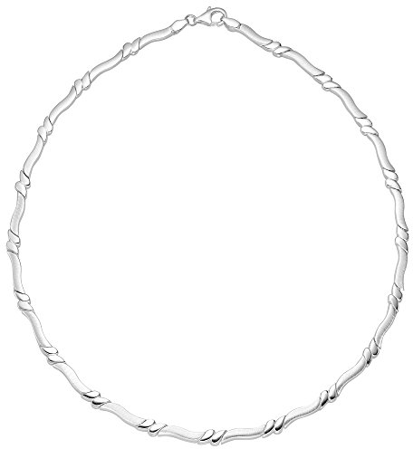 Vinani Damen Halskette 925 Silber - Collier mit beweglichen Glieder - glänzend mattiert - 925 Sterling Silber - Kette für Frauen aus Italien 2KB1