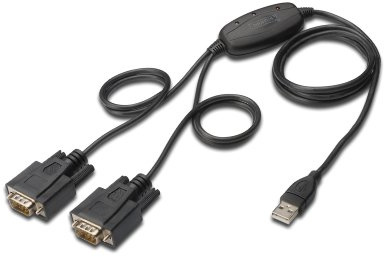 DIGITUS USB auf 2x Seriell Adapter - RS232 Konverter - USB 2.0 Typ-A zu 2x DSUB 9M - FTDI Chipsatz - 1.5m Anschlusskabel