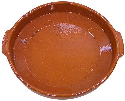 Fackelmann Casserole en Terre Cuite Traditionnelle, Casserole en céramique Rustique, adaptée pour cuisinière à gaz et électrique, Micro-Ondes et Four, Couleur Naturelle, 28 cm de diamètre, Bord 6,5
