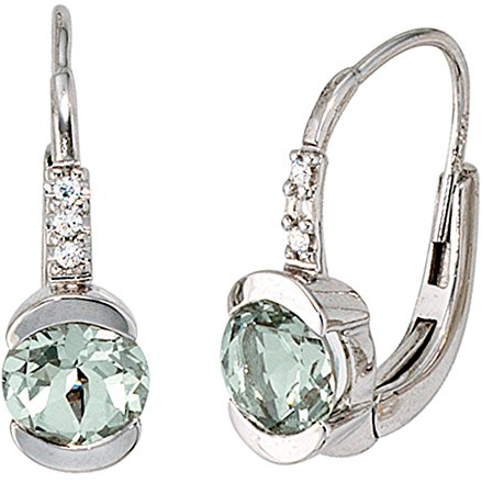 Jobo Damen-Ohrhänger aus 14 Karat 585 Weißgold mit Amethyst und 6 Diamanten