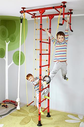 NiroSport Sprossenwand für Kinder M1 aufbau ohne Bohren Kletterwand Turnwan 200-290 cm