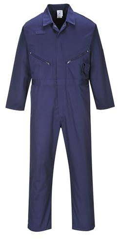 Portwest C813 Liverpool-overall Med Dragkedja 8 Fickor Rörelseveck Hållbar | Marinblå, S, UPF 40+, Normal Passform, Lång Ärm, 35% Bomull, Polybomull, 65% Polyester, Tryckknappsstängning Fram, Robust
