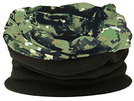 RockJock Schlauchtuch für Männer, multifunktional. Schal, Mütze, Nackenwärmer, Kapuze, Sturmhaube mit Innen-Fleece - Grün - Pixelated Green - Einheitsgröße