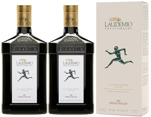 FRESCOBALDI Laudemio Extra Virgin Olive Oil, 16.9 FL Oz, 500ml, Premium, Award Winning Product of Tuscany, Italy, Fruity & Peppery Flavor, Smooth & Robust Low Acidity, Rich in Polyphenols (Pack of 2)